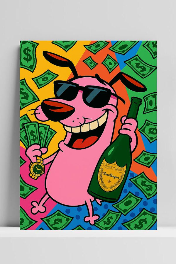 Courage Dog Money Champagne Poster