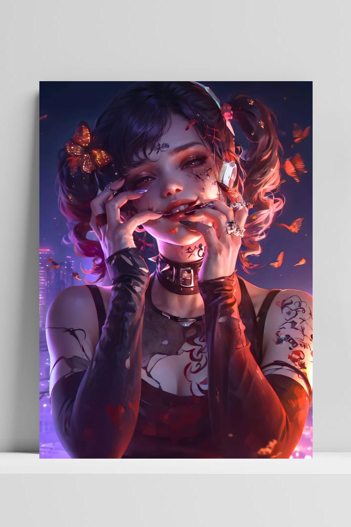 Psycho Meisje op 3mm aluminium dibond