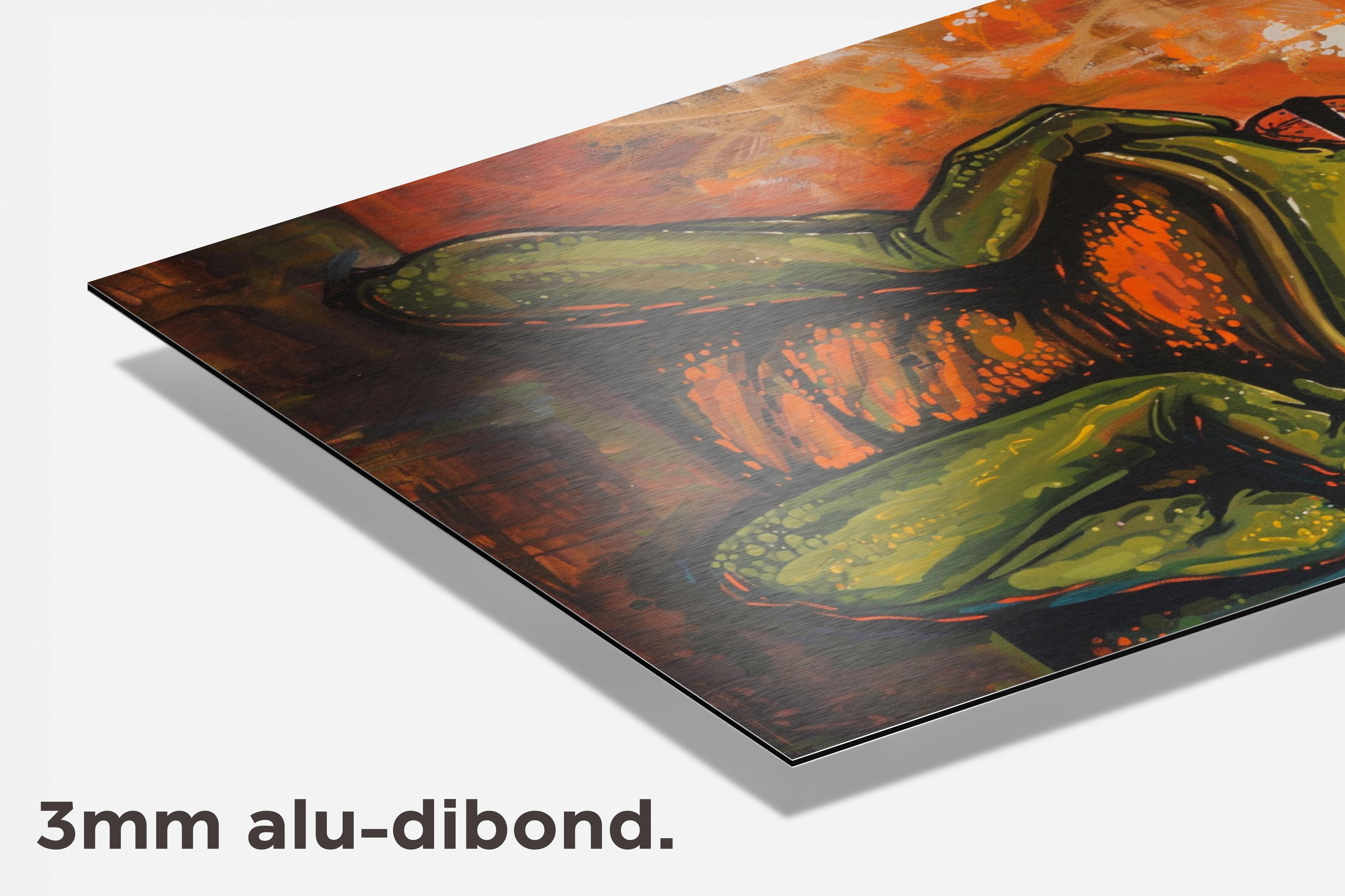 Denkende Kikker dibond detail