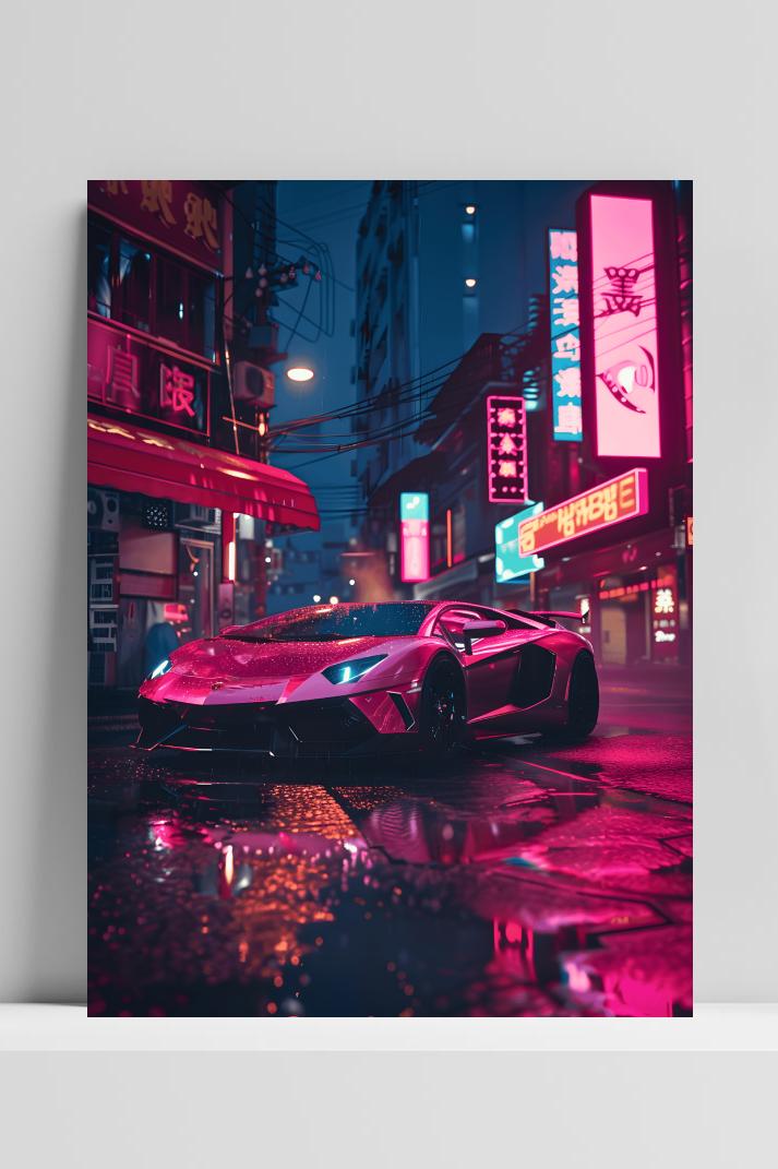 Rode Lamborghini op 3mm aluminium dibond