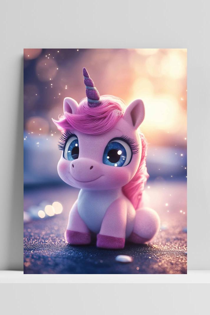 Schattige Eenhoorn op 3mm aluminium dibond