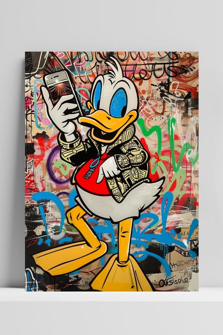 Donald Duck op 3mm aluminium dibond