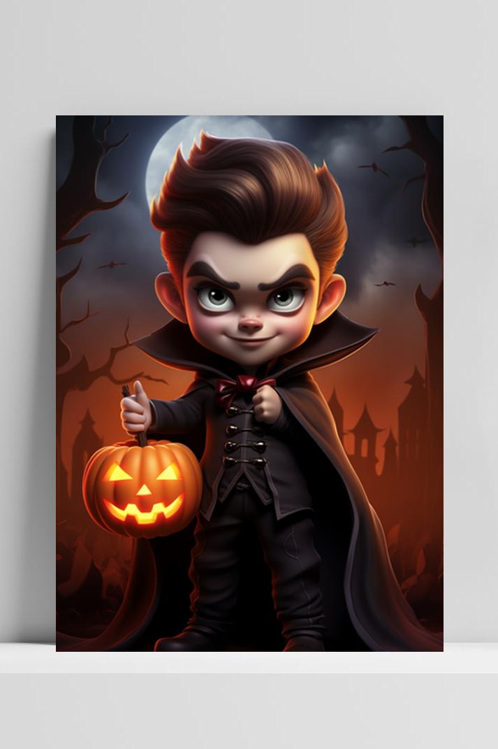 Halloween Kleine Vampier op 3mm aluminium dibond