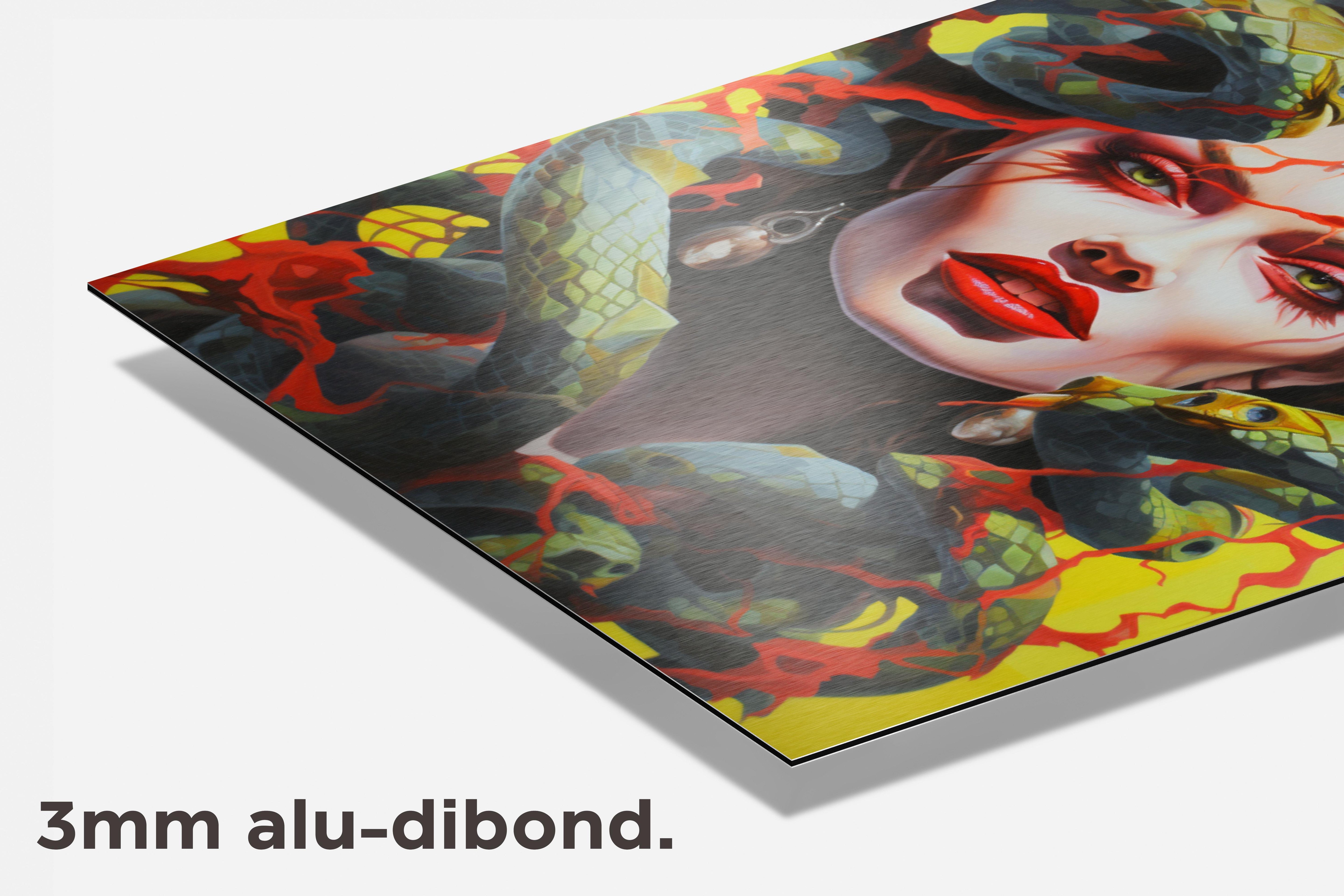 Medusa Abstract Geel dibond detail
