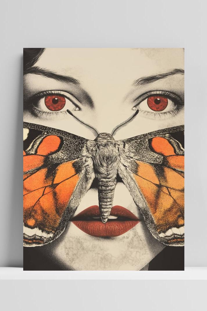 Vrouw Vlinder op 3mm aluminium dibond