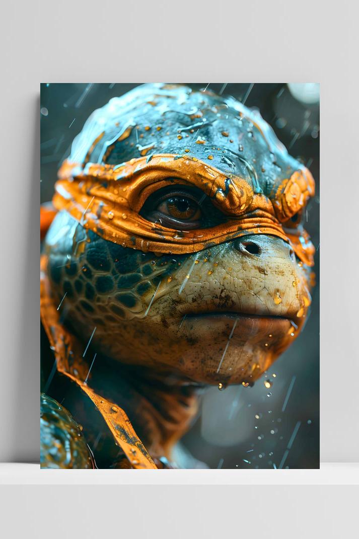 Michelangelo Ninja Turtle op 3mm aluminium dibond
