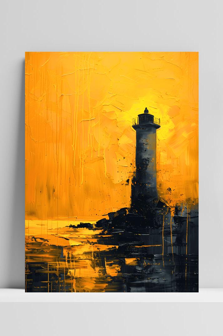 Gele Vuurtoren op 3mm aluminium dibond