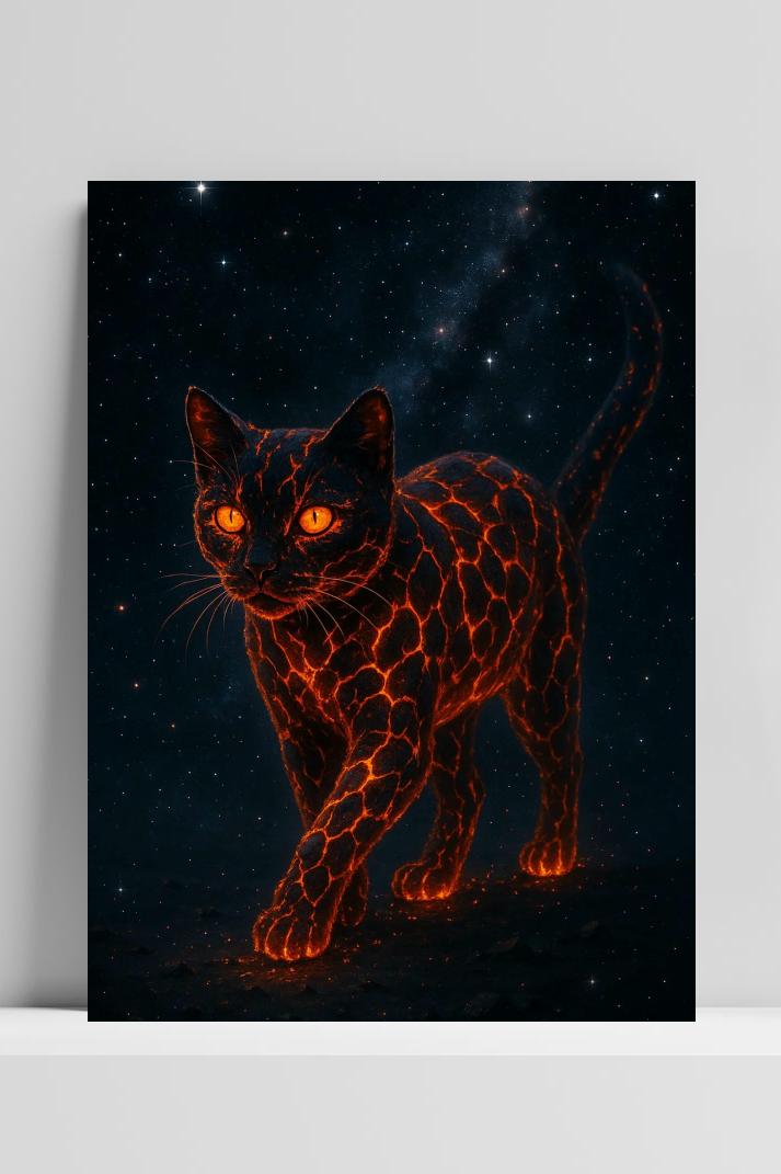 Cat Magma op 3mm aluminium dibond
