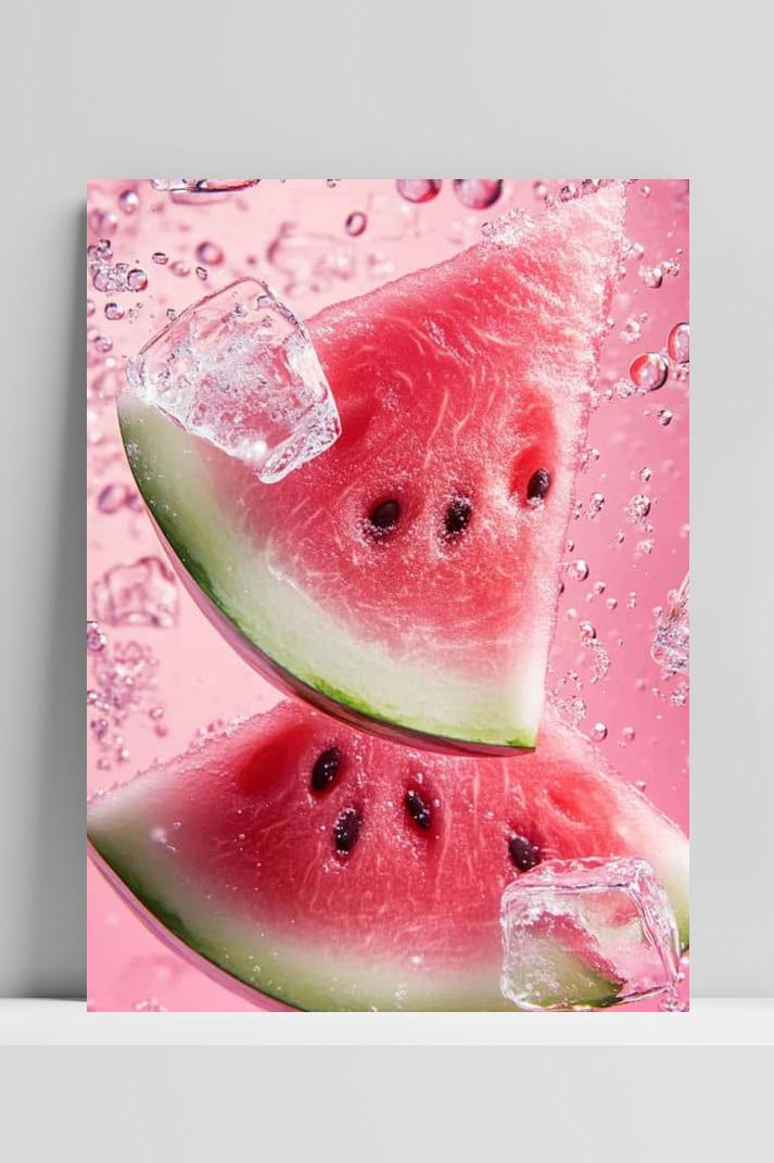 Watermeloen op 3mm aluminium dibond