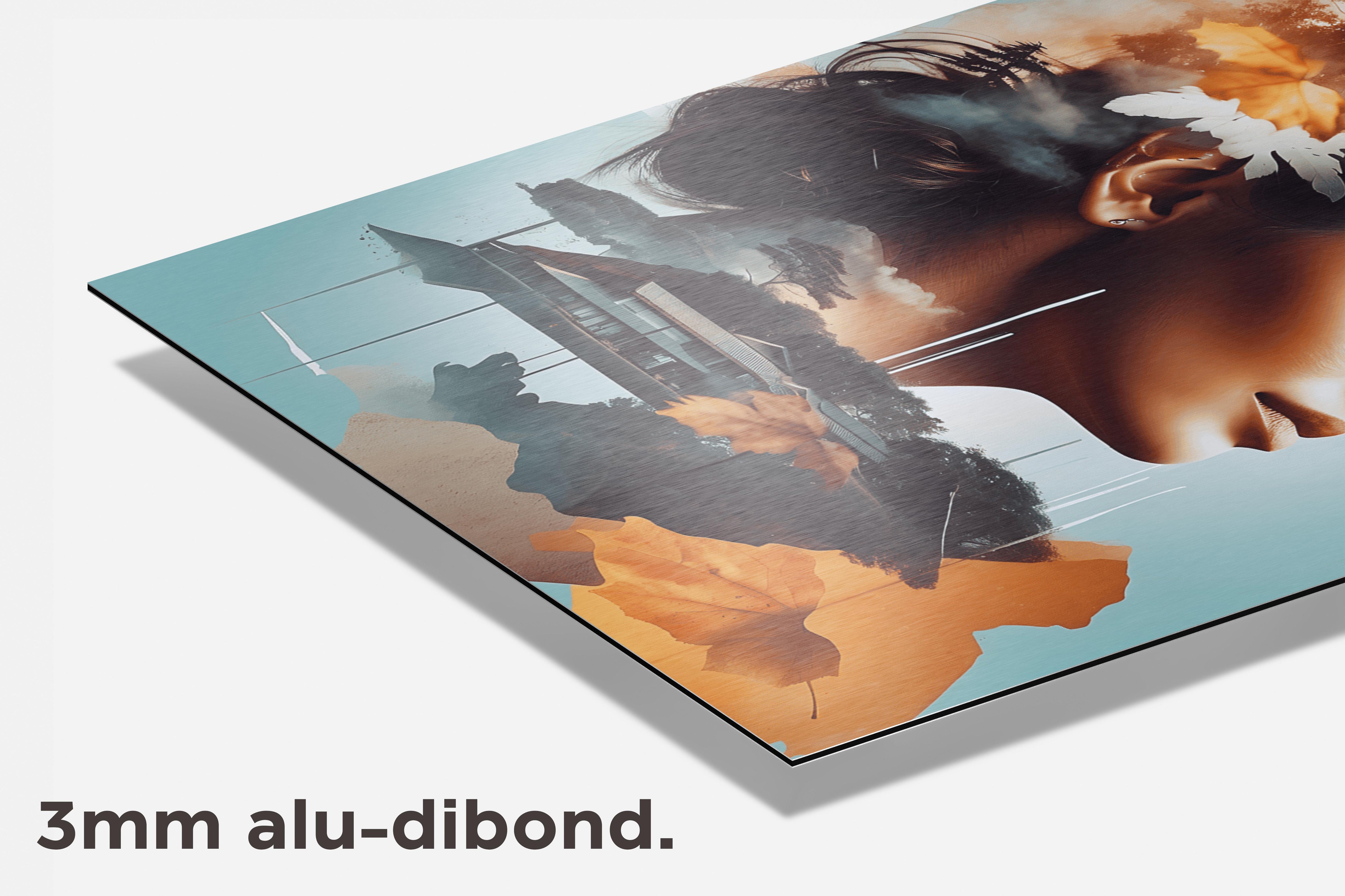 Vrouw Blauw Geel dibond detail