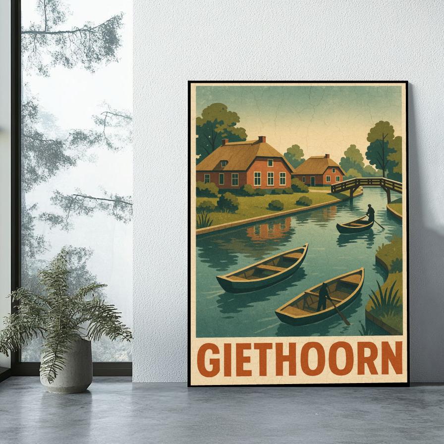 Giethoorn Text Vintage poster sfeerbeeld 1