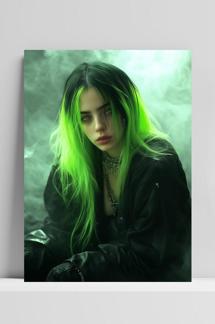 Billie Eilish op 3mm aluminium dibond