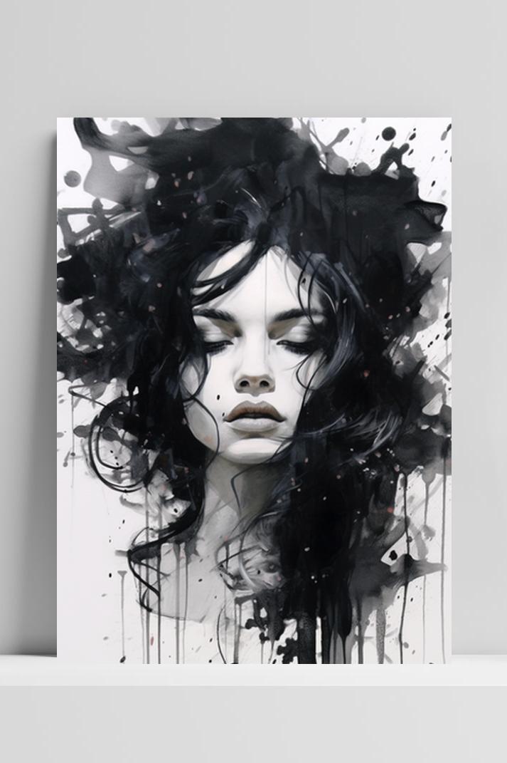 Vrouw Zwart Wit op 3mm aluminium dibond
