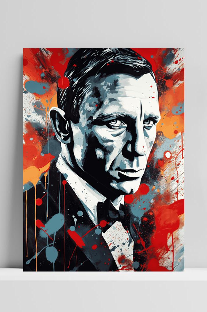 James Bond Daniel Craig op 3mm aluminium dibond