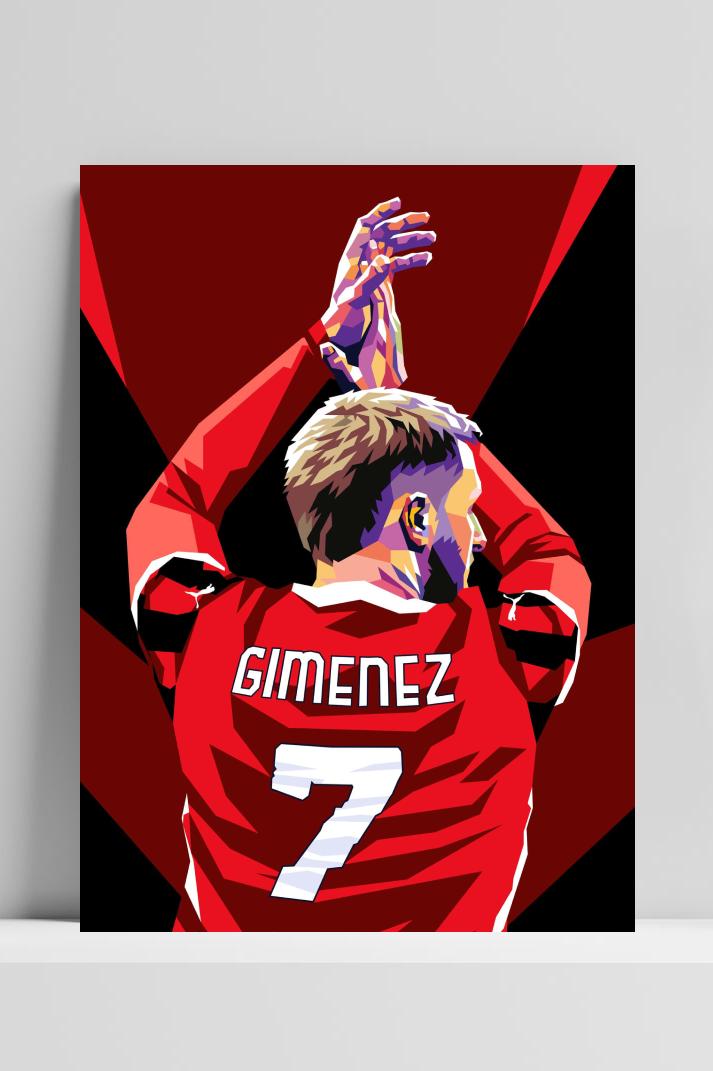 Santiago Giménez op 3mm aluminium dibond