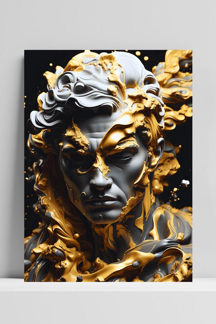 Goud Standbeeld op 3mm aluminium dibond