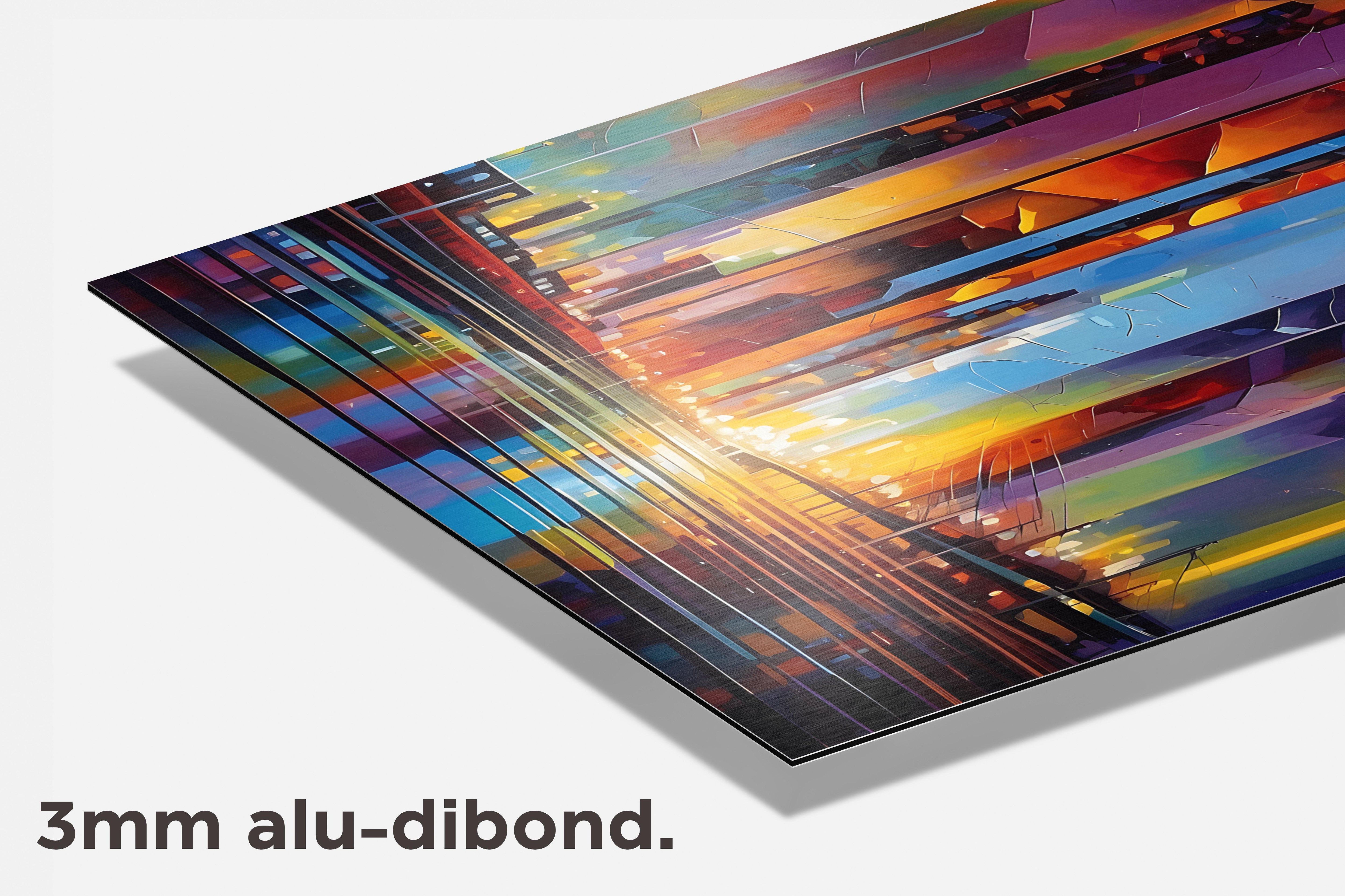 Abstracte Kleurenstad dibond detail