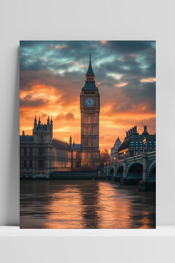 Big Ben op 3mm aluminium dibond