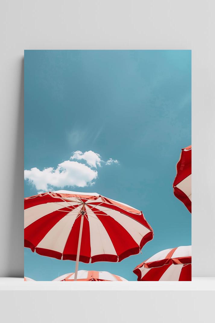 Rode Paraplu's op 3mm aluminium dibond