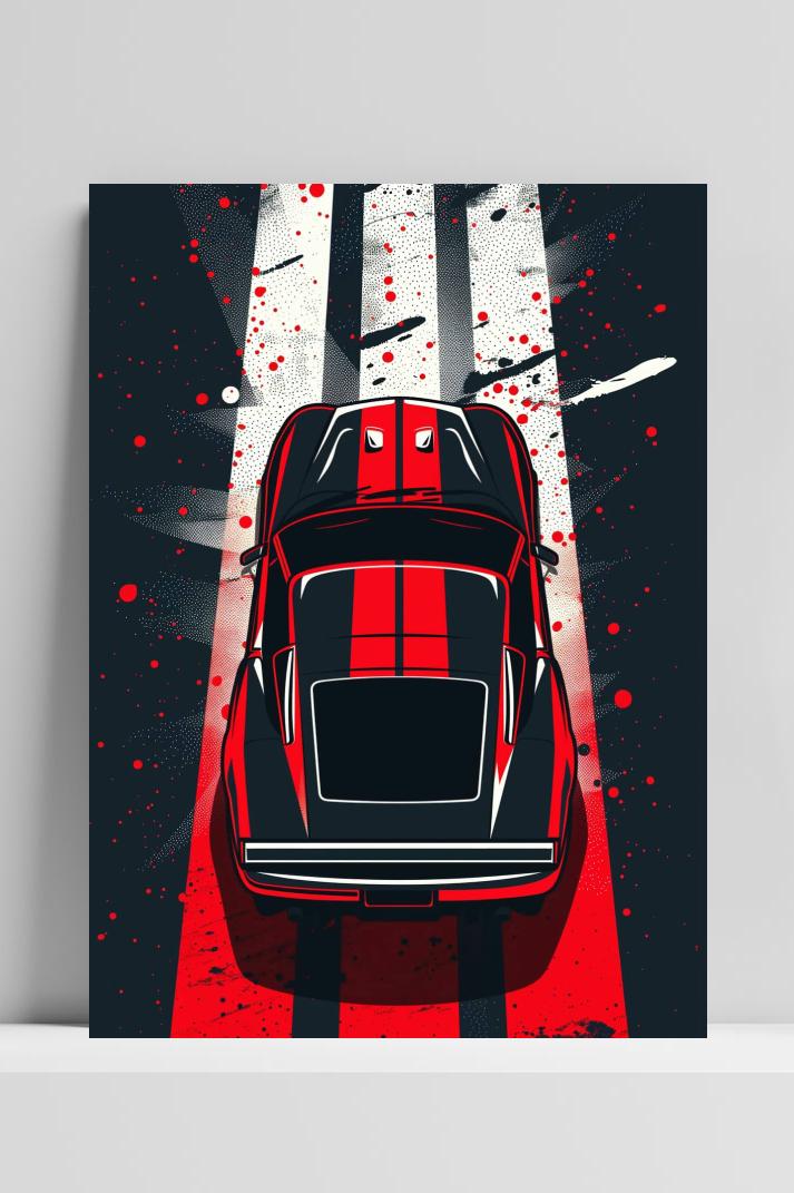 Auto Cartoon op 3mm aluminium dibond