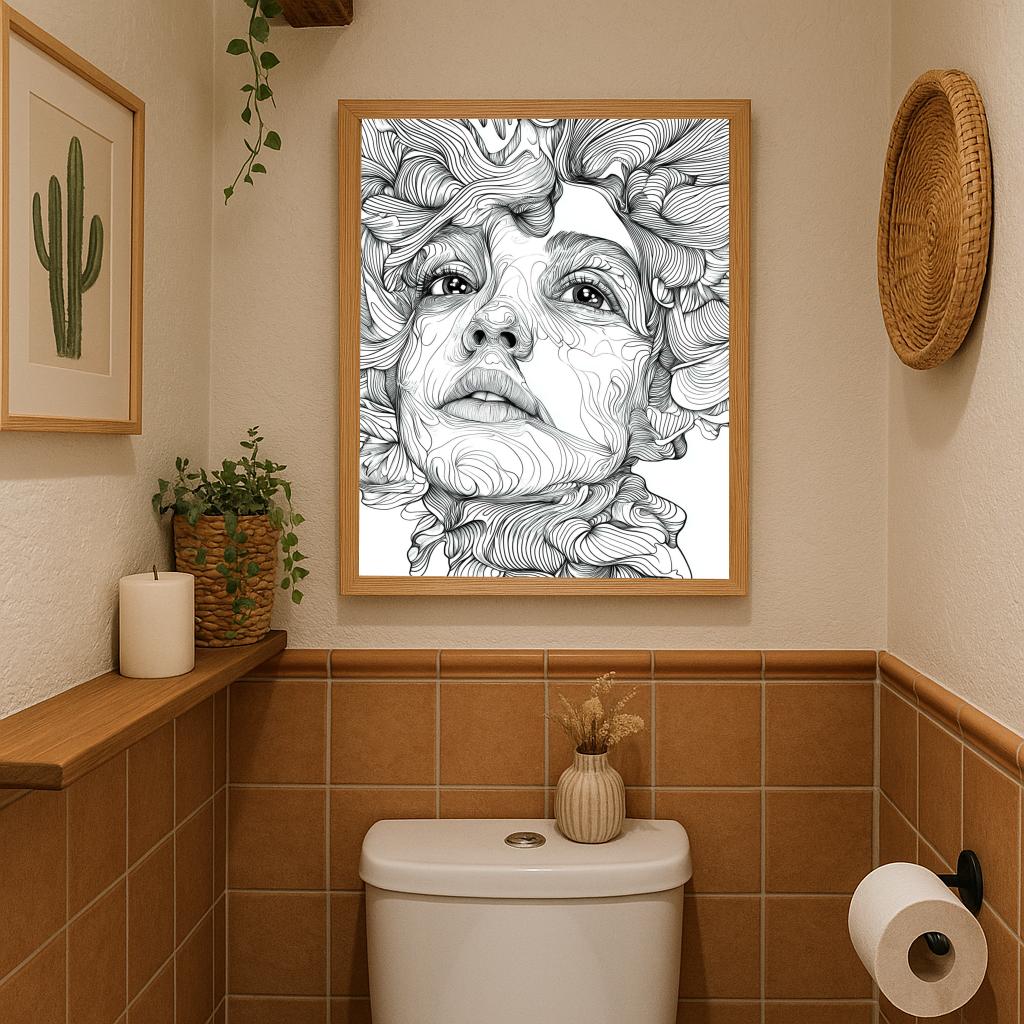 Portrait Line Art B&W poster sfeerbeeld 2