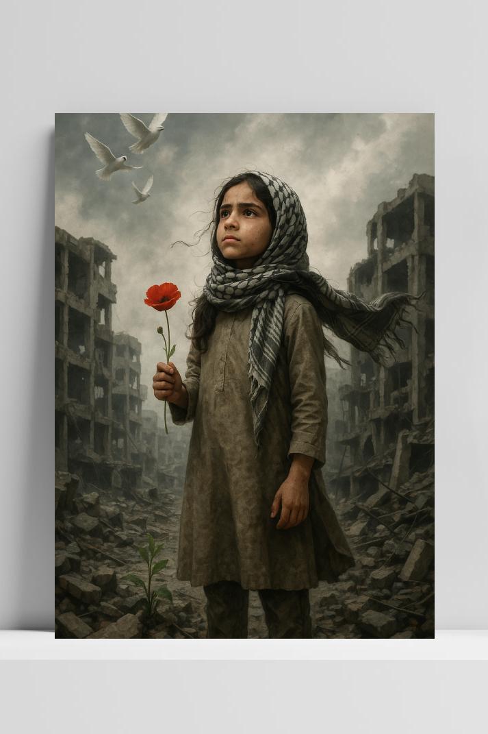 Girl Hope War op 3mm aluminium dibond