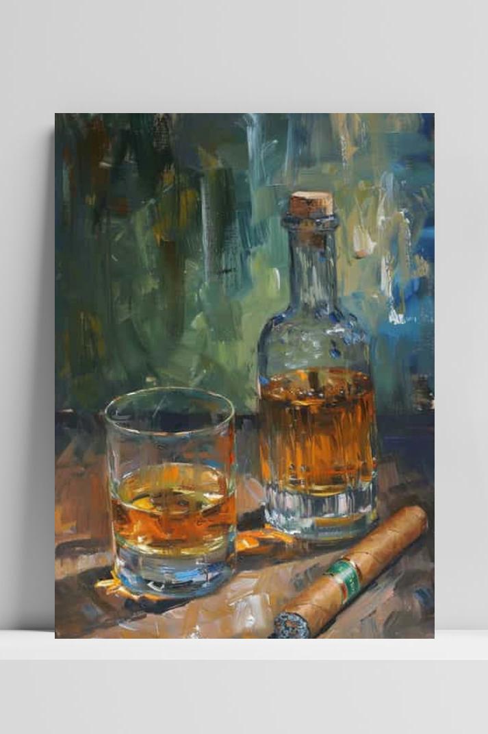 Whisky Sigaar op 3mm aluminium dibond