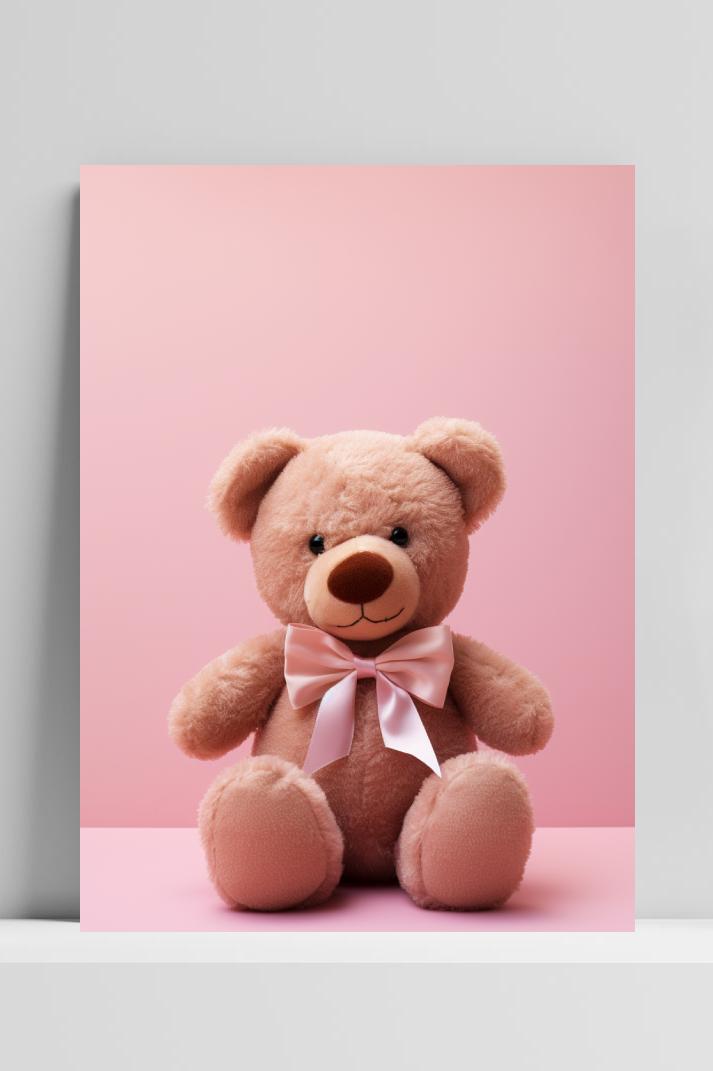 Teddybeer Roze op 3mm aluminium dibond