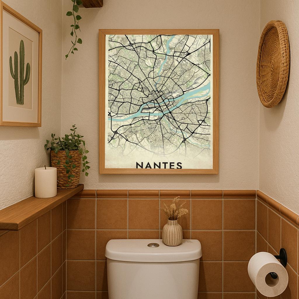 Nantes Map France Vintage poster sfeerbeeld 3