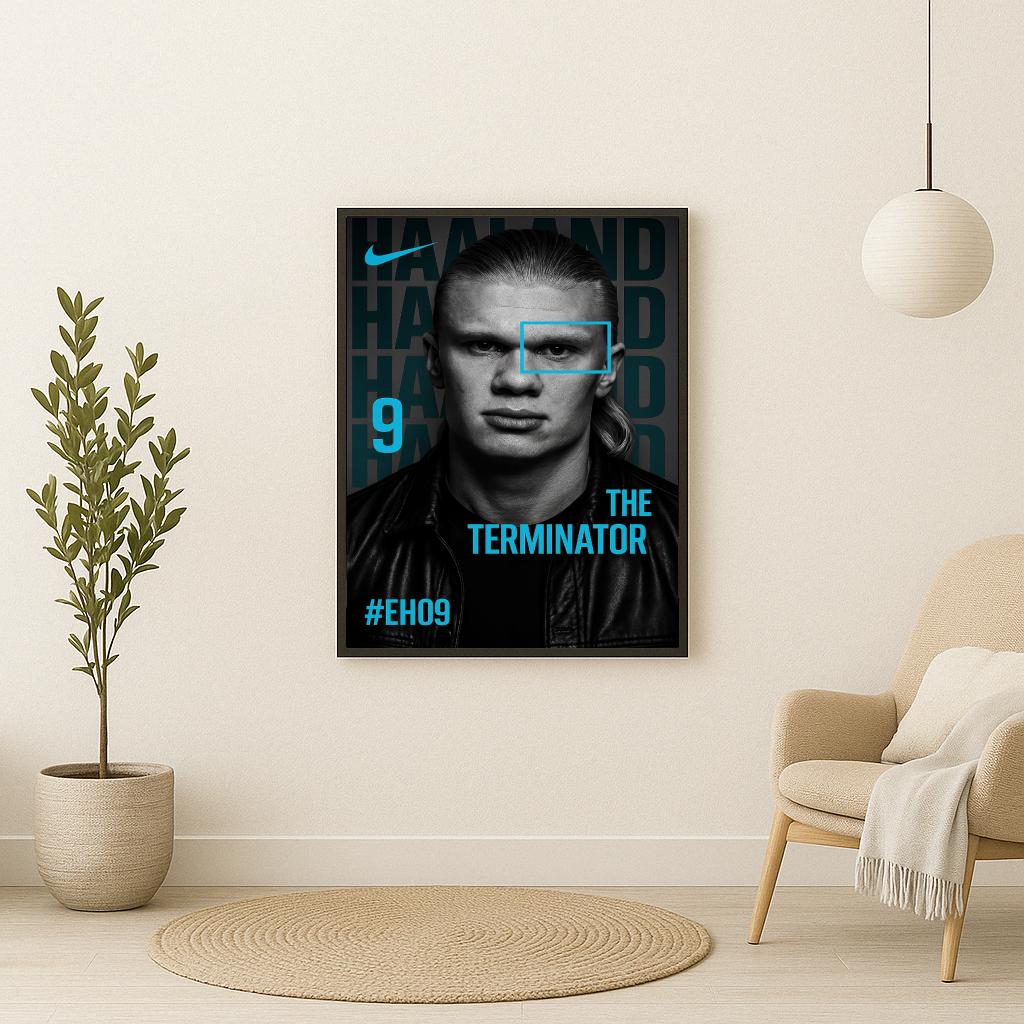 Erling Haaland The Terminator Blue poster sfeerbeeld 2