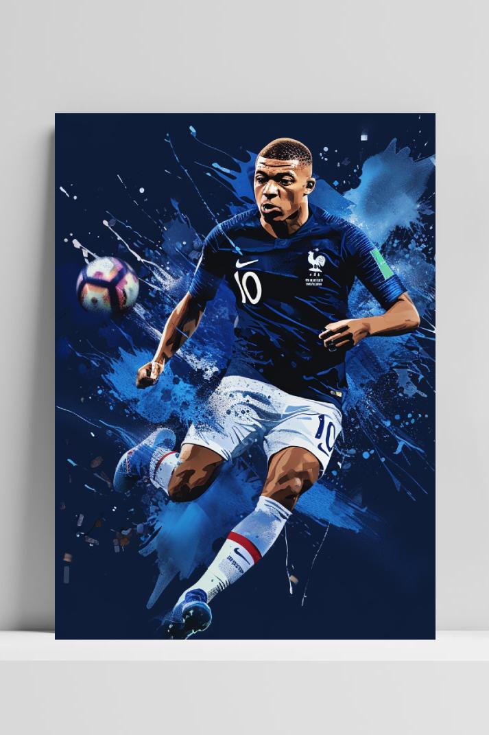 Kylian Mbappé Frankrijk op 3mm aluminium dibond