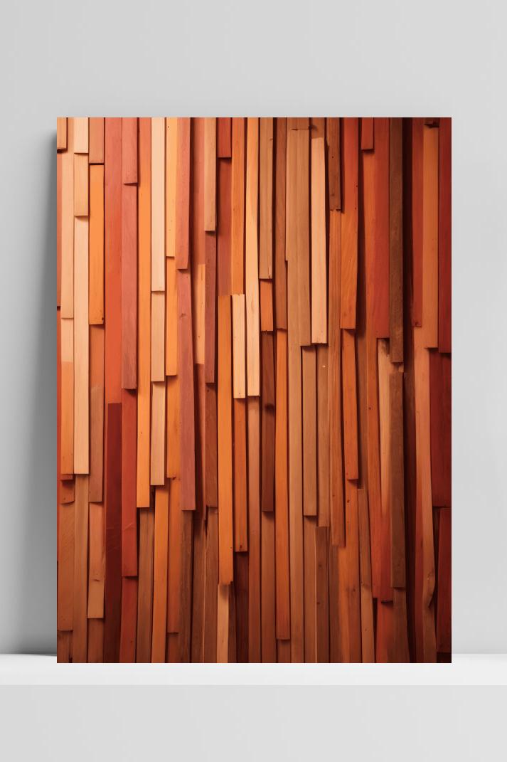 Houtstokjes Kunst Rood op 3mm aluminium dibond