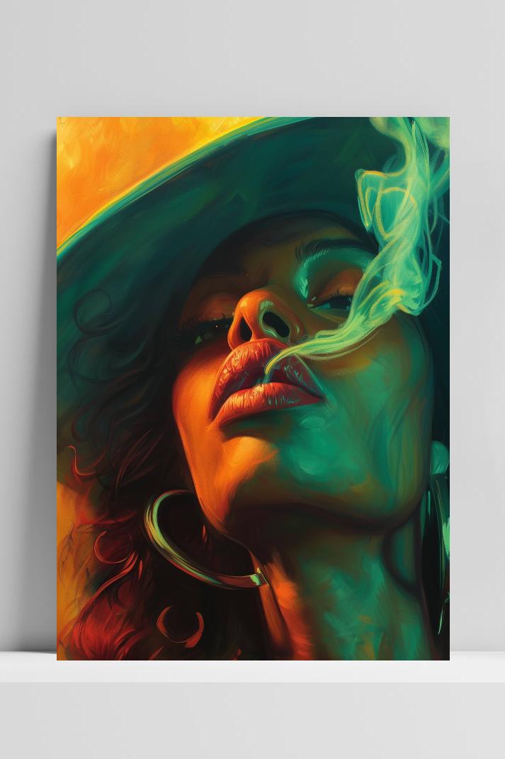 Vrouw Rook op 3mm aluminium dibond