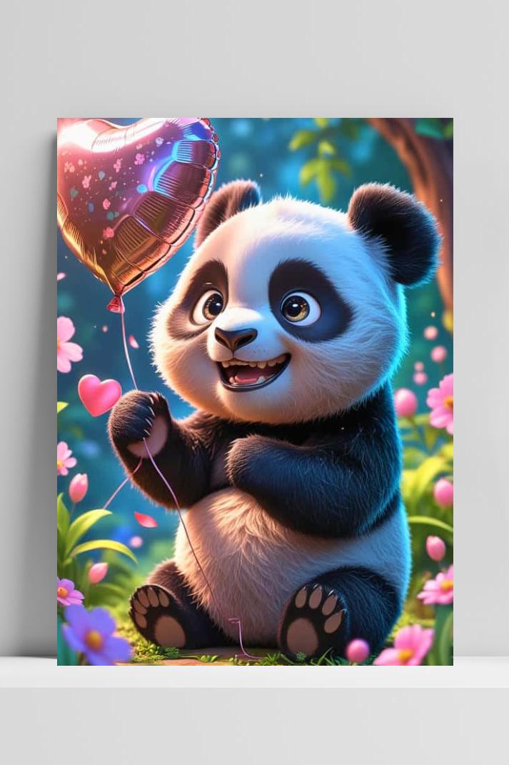 Baby Panda op 3mm aluminium dibond