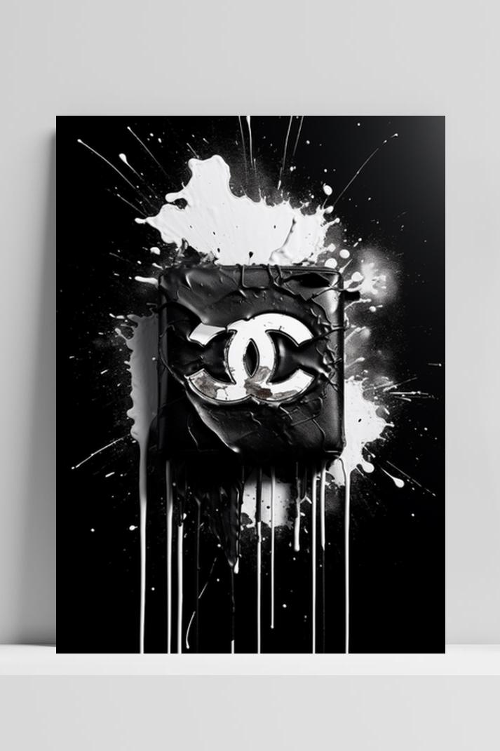 Coco Chanel Zwart Wit op 3mm aluminium dibond