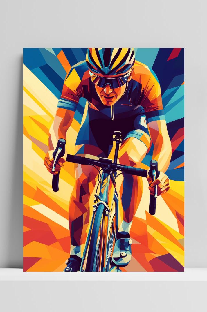 Cyclist Pop Art op 3mm aluminium dibond