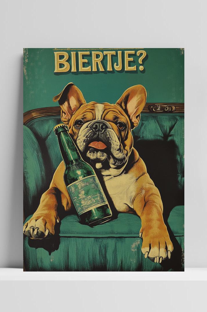 Biertje? Bulldog op 3mm aluminium dibond