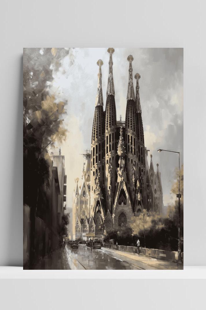 La Sagrada Familia op 3mm aluminium dibond