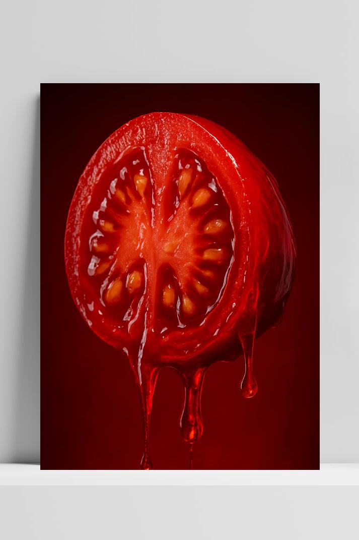 Tomato Juice Fluid Art dans un intérieur