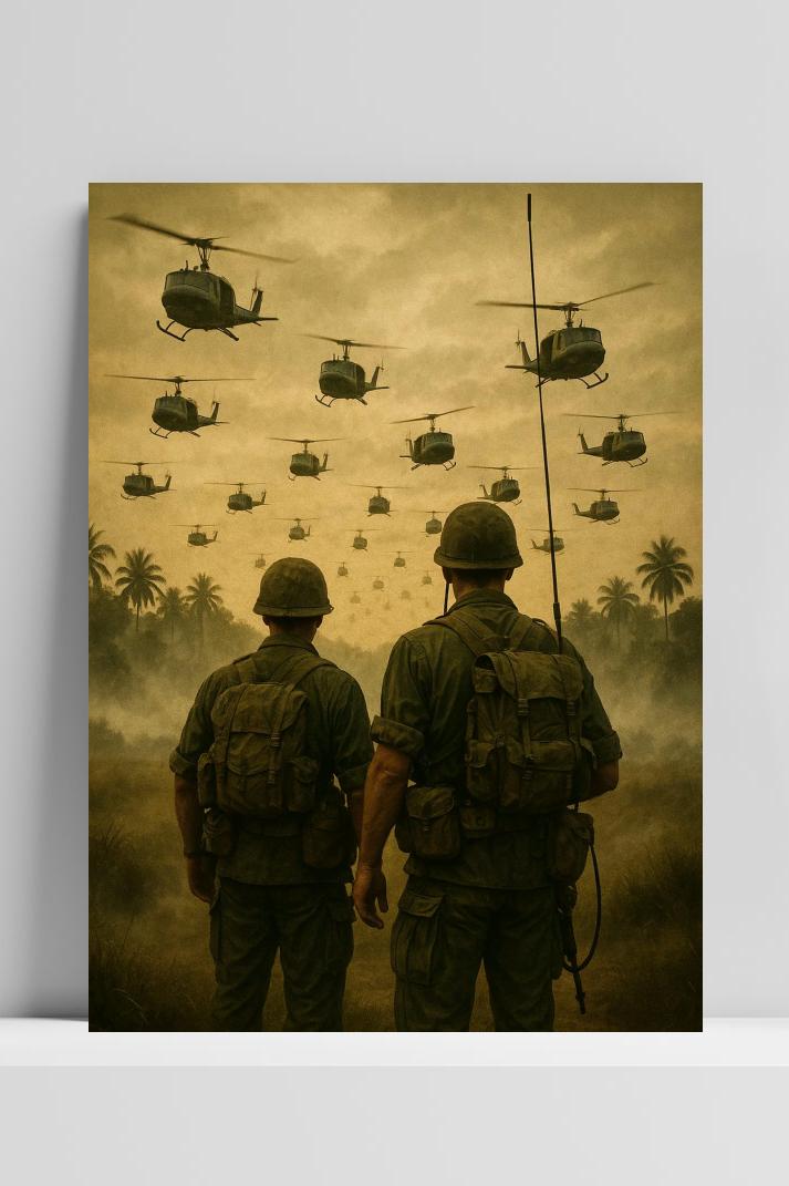 Soldiers Helicopters op 3mm aluminium dibond