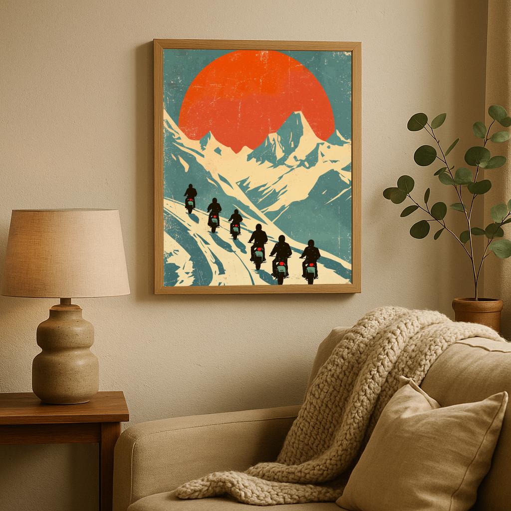 Mountain Motorcycle Retro poster sfeerbeeld 1