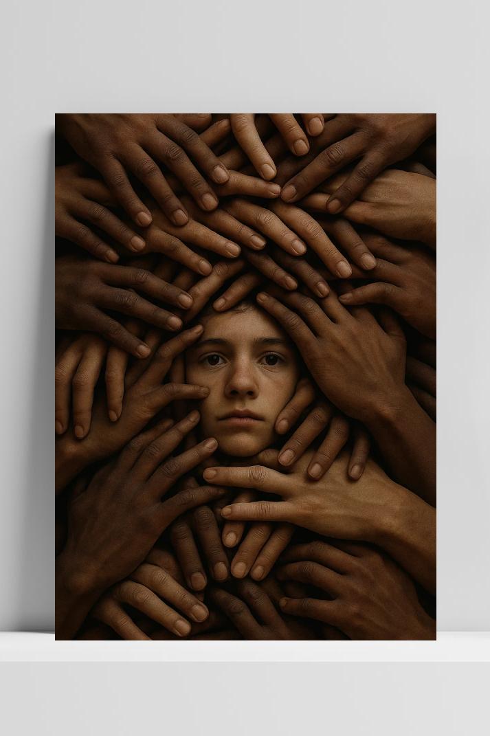 Hands Boy op 3mm aluminium dibond
