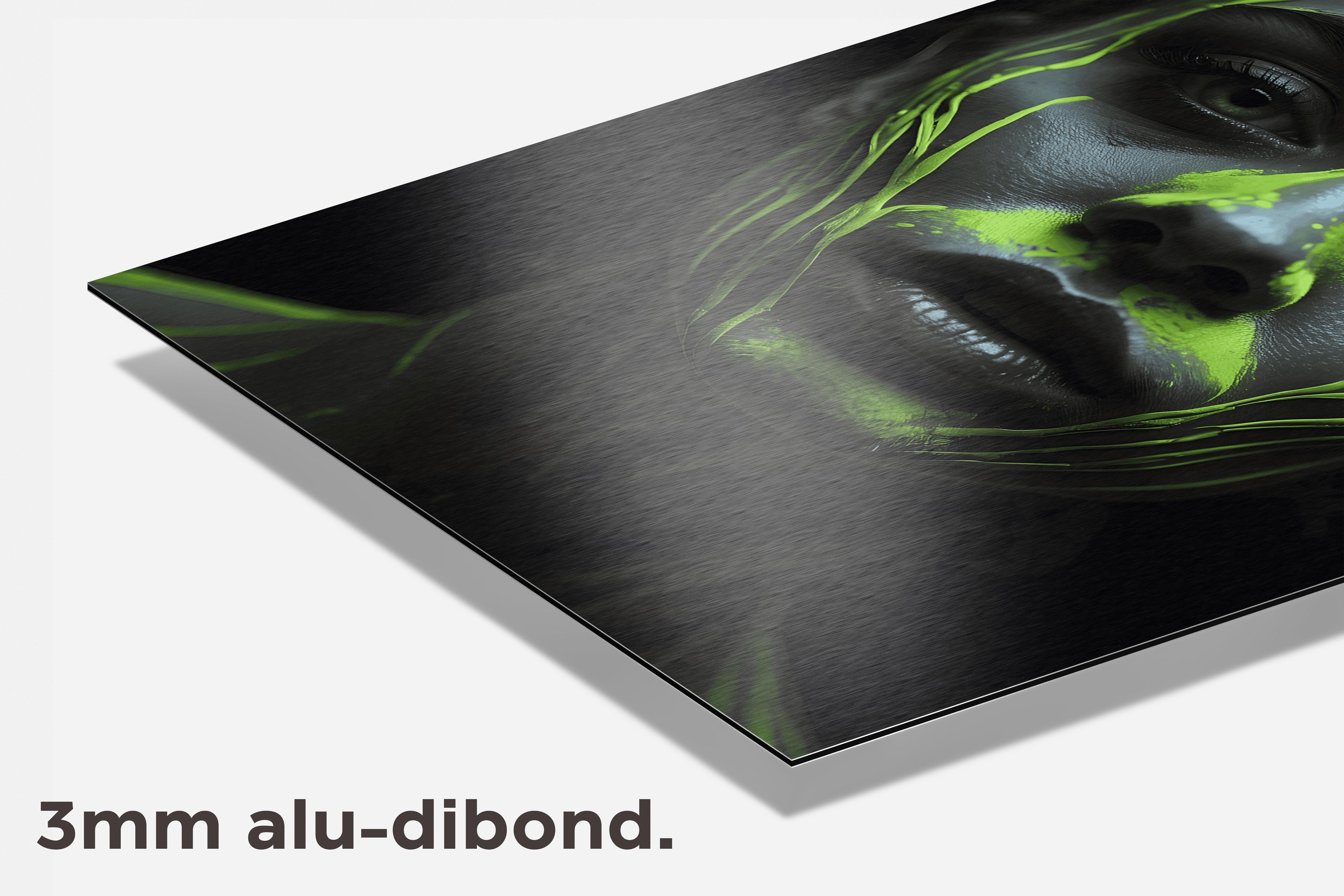 Vrouw Neon Strepen dibond detail