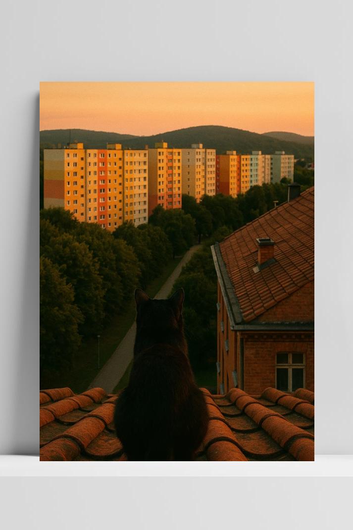 Cat Rooftop Town en un interior