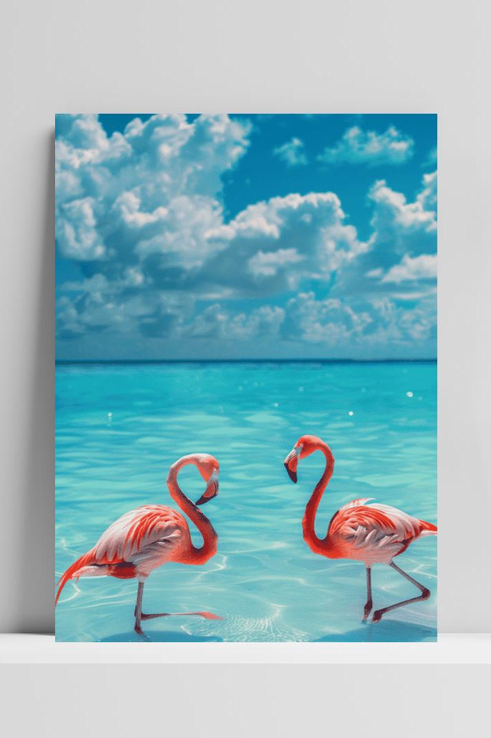Flamingo Strand op 3mm aluminium dibond