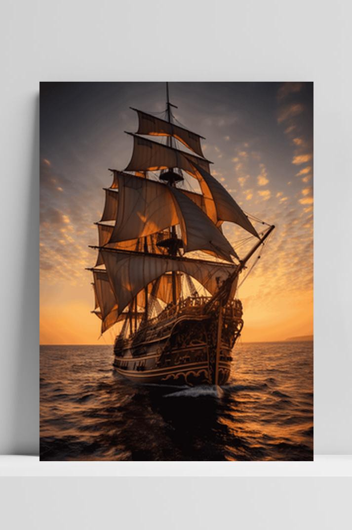 Schip Op Zee op 3mm aluminium dibond
