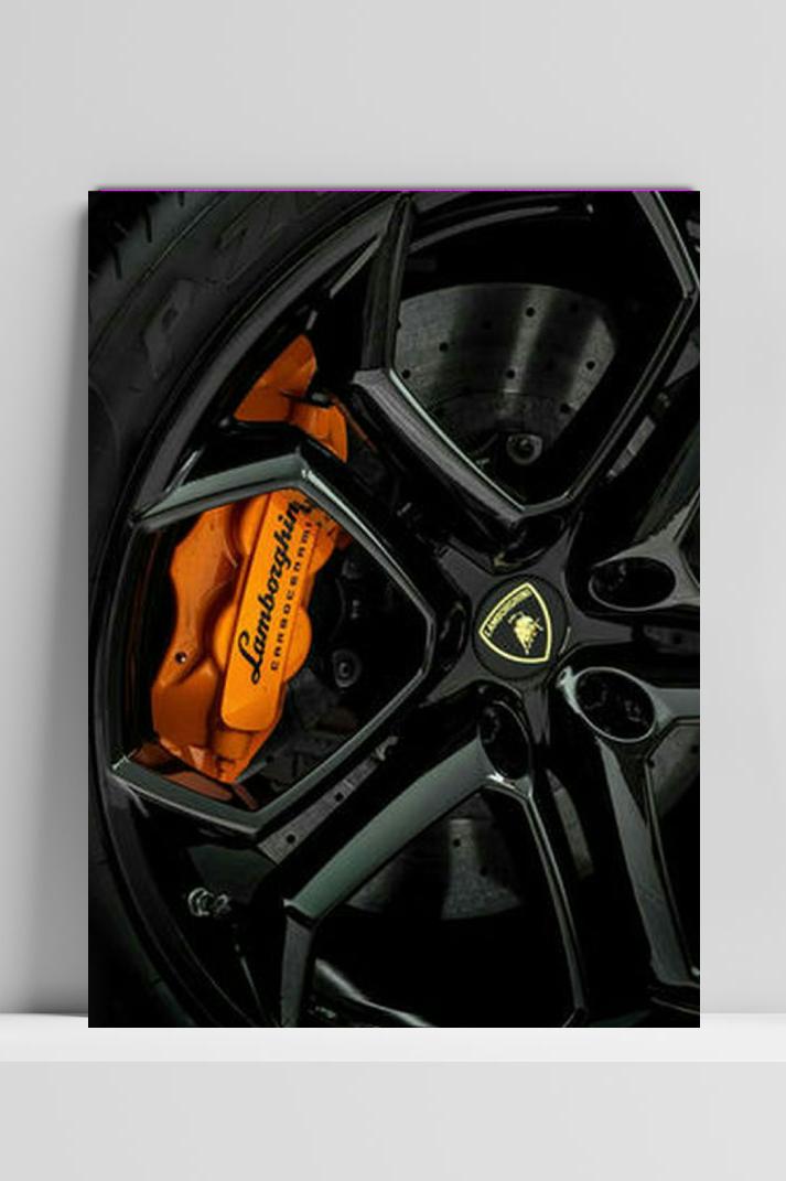Lambo Remschijf Geel op 3mm aluminium dibond