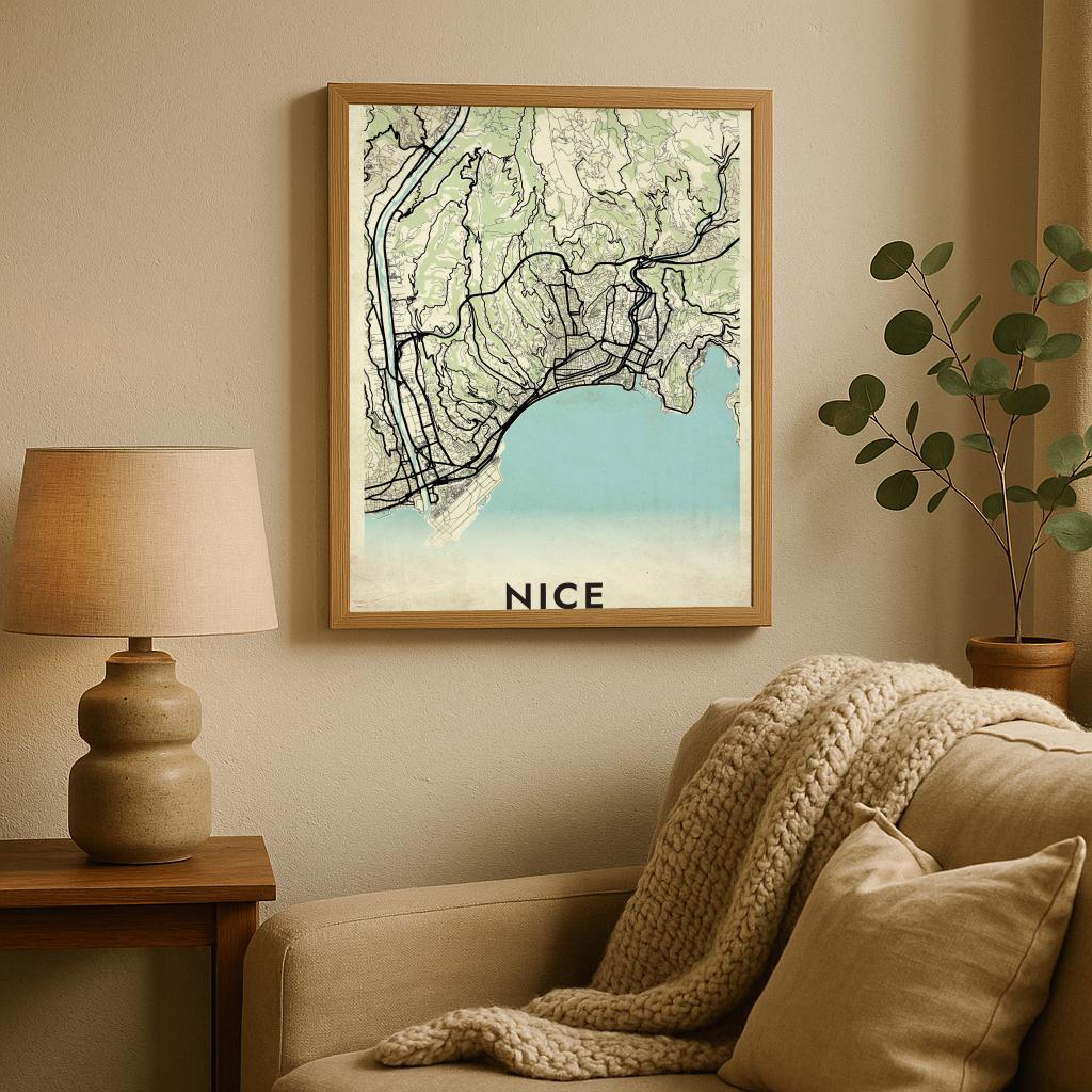 Nice Map France Vintage poster sfeerbeeld 2