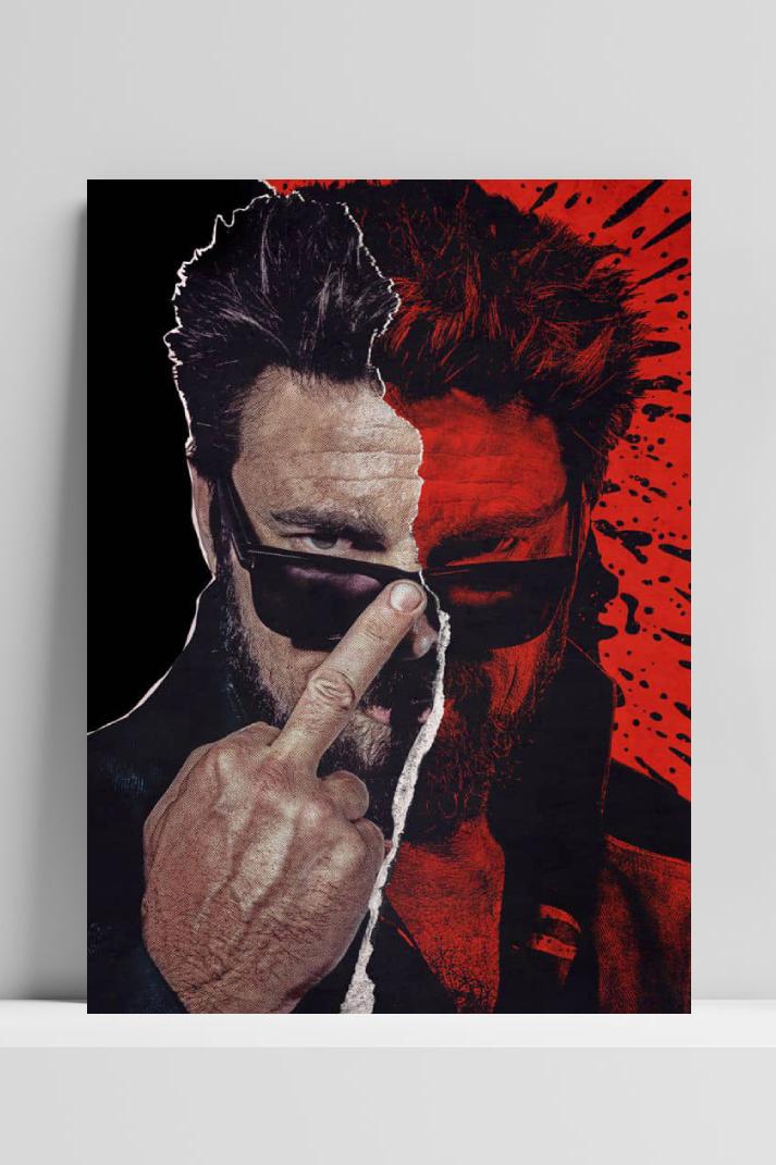 Billy Butcher The Boys op 3mm aluminium dibond
