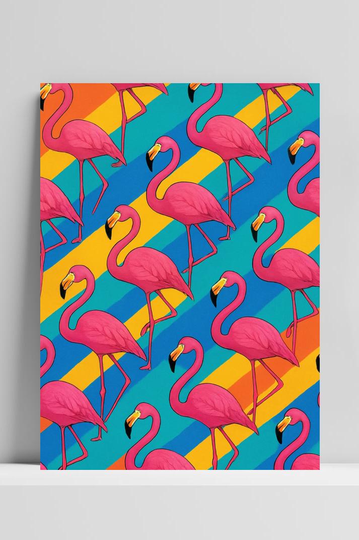 Flamingos Cartoon op 3mm aluminium dibond